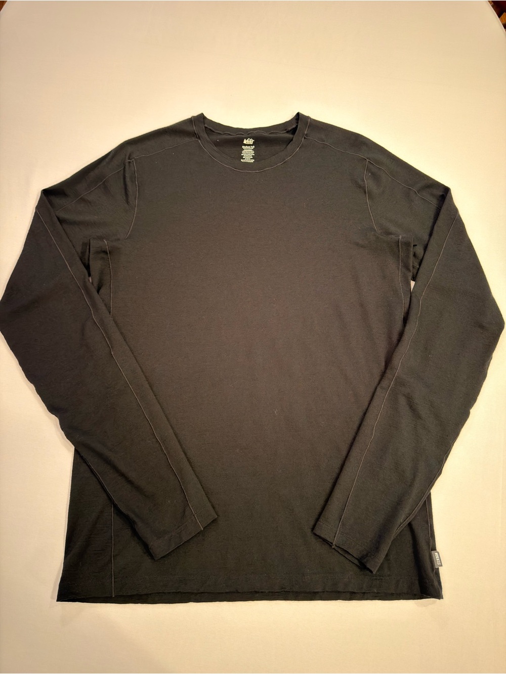 REI Co-op 100% Merino Wool Base Layer Crew Long Sleeve Black Men's Medium Tall